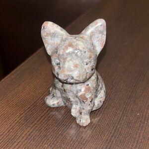 Speckled Stone Dog Figurine